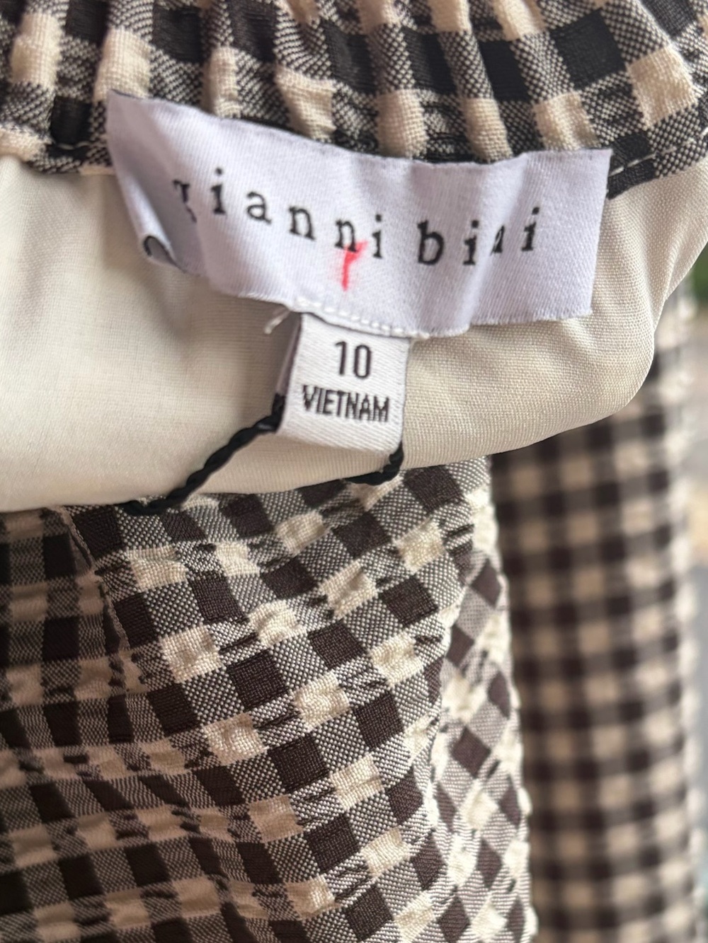 🆕 🏁Gianni Bini Gingham Maxi Dress Black White Tie Waist Casual Size 10 Sundress - Picture 14 of 17